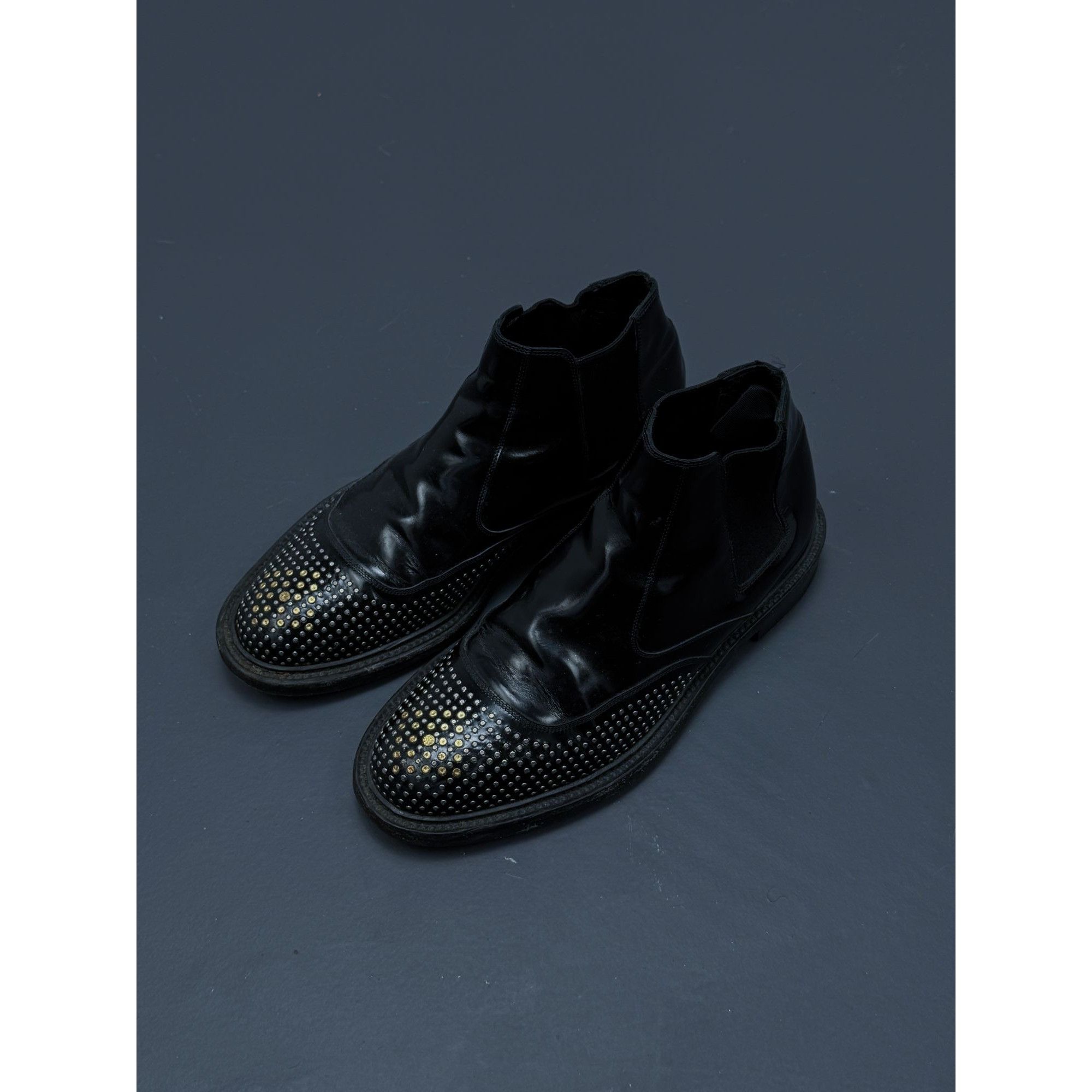 靴 Saint Laurent Paris Studded Derby Shoes YSL SAINT LAURENT PARIS SL/18H BLACK LEATHER HIGH TOP