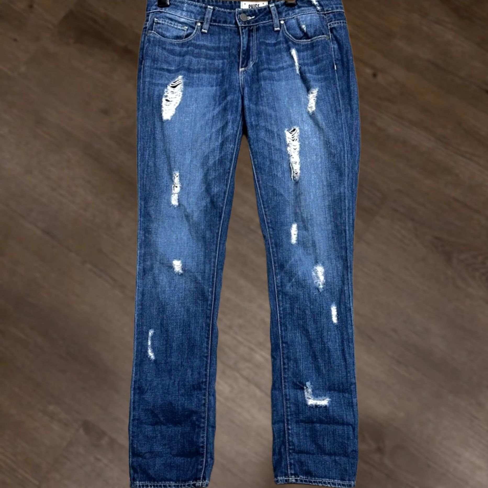Paige Paige Jimmy Jeans Women 28 Blue Skinny Distressed 5 Pocket Denim USA EUC Size 28" / US 6 / IT 42 - 1 Thumbnail
