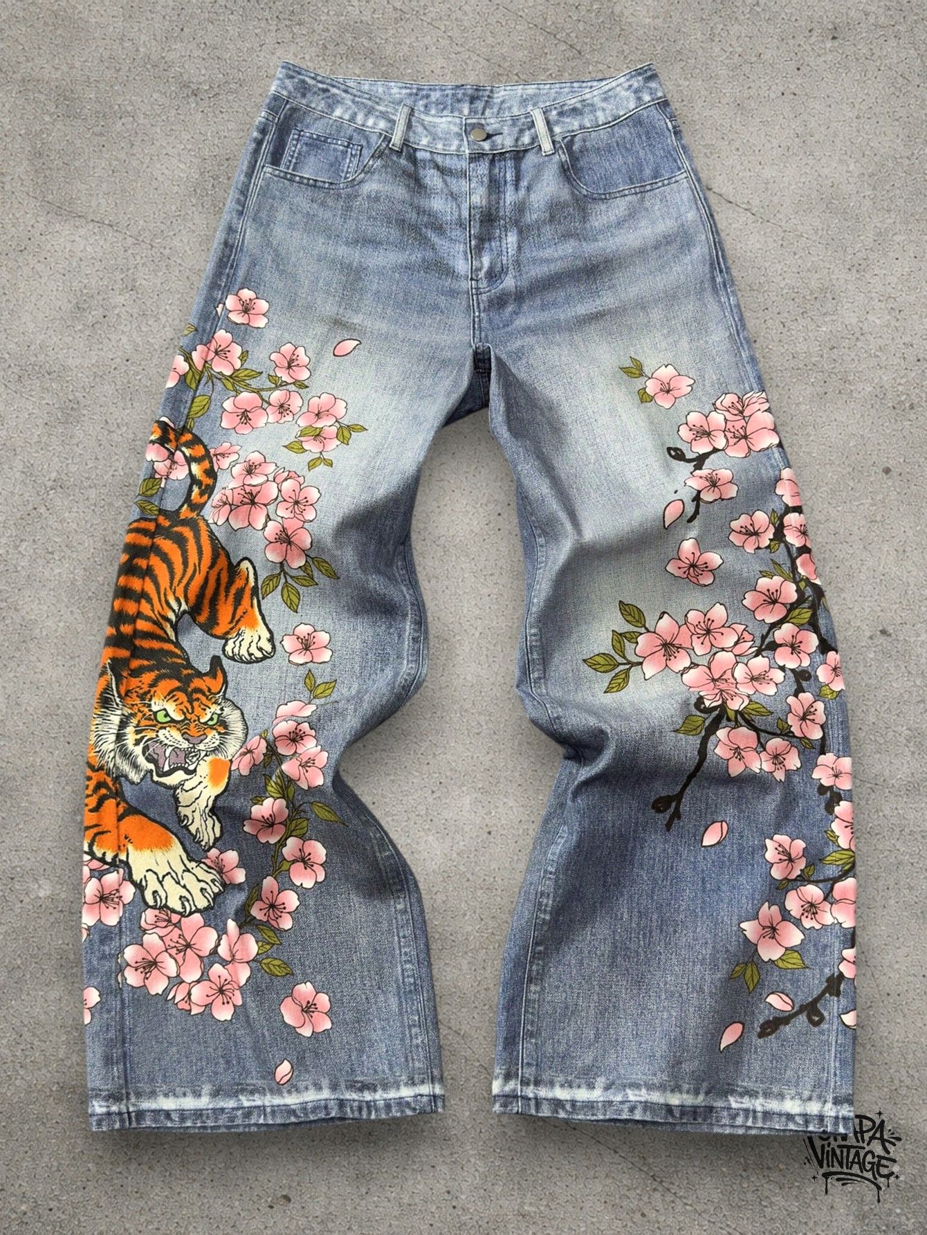 Vintage Anime graphic floral jeans Size US 32 / EU 48 - 1 Thumbnail