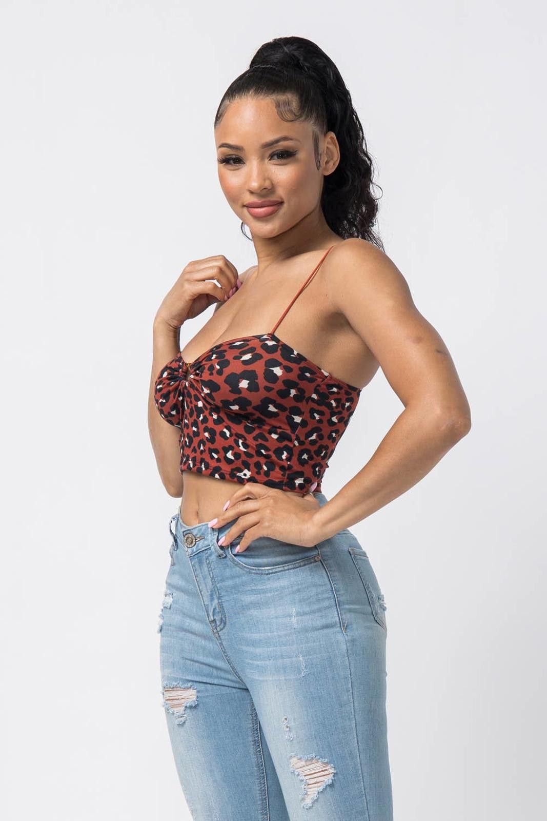 Other Animal Print Leopard Sleeveless O Ring Crop Top Julia Size S / US 4 / IT 40 - 10 Thumbnail
