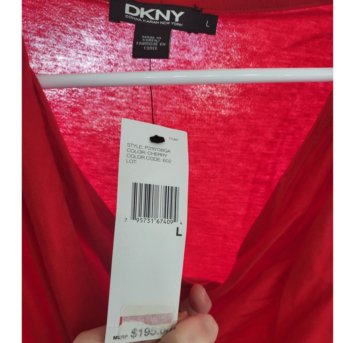 DKNY DKNY 3/4 Long Sleeve Cowl Neck Dress in Cherry Red - Large Size L / US 10 / IT 46 - 3 Thumbnail