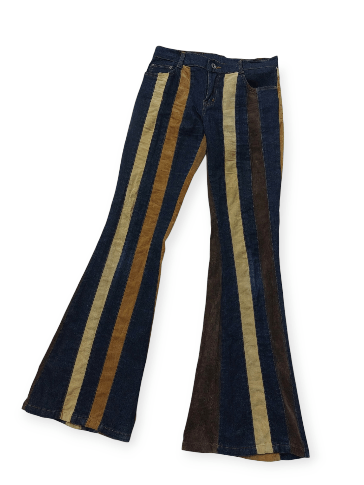 Vintage 🔥Super Flare Japan A.CO.CO Multi Stripe Jeans Size 26" / US 2 / IT 38 - 1 Thumbnail
