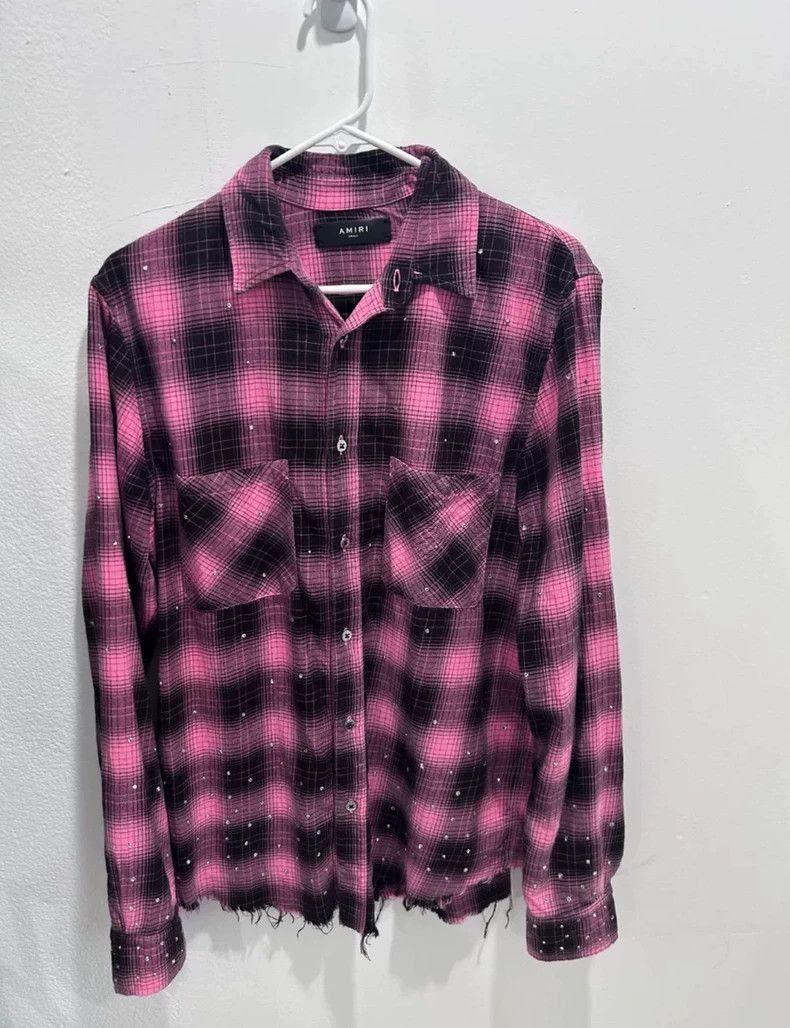 Amiri Amiri 19SS show pink rhinestone rivet shirt-2506 Size US S / EU 44-46 / 1 - 1 Thumbnail