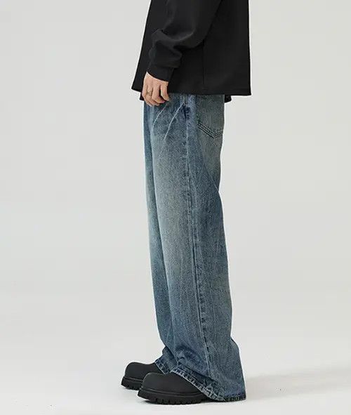 Japanese Brand × Jean Pants Lightning pattern cleanfit wide-leg flared jeans Size US 34 / EU 50 - 3 Thumbnail