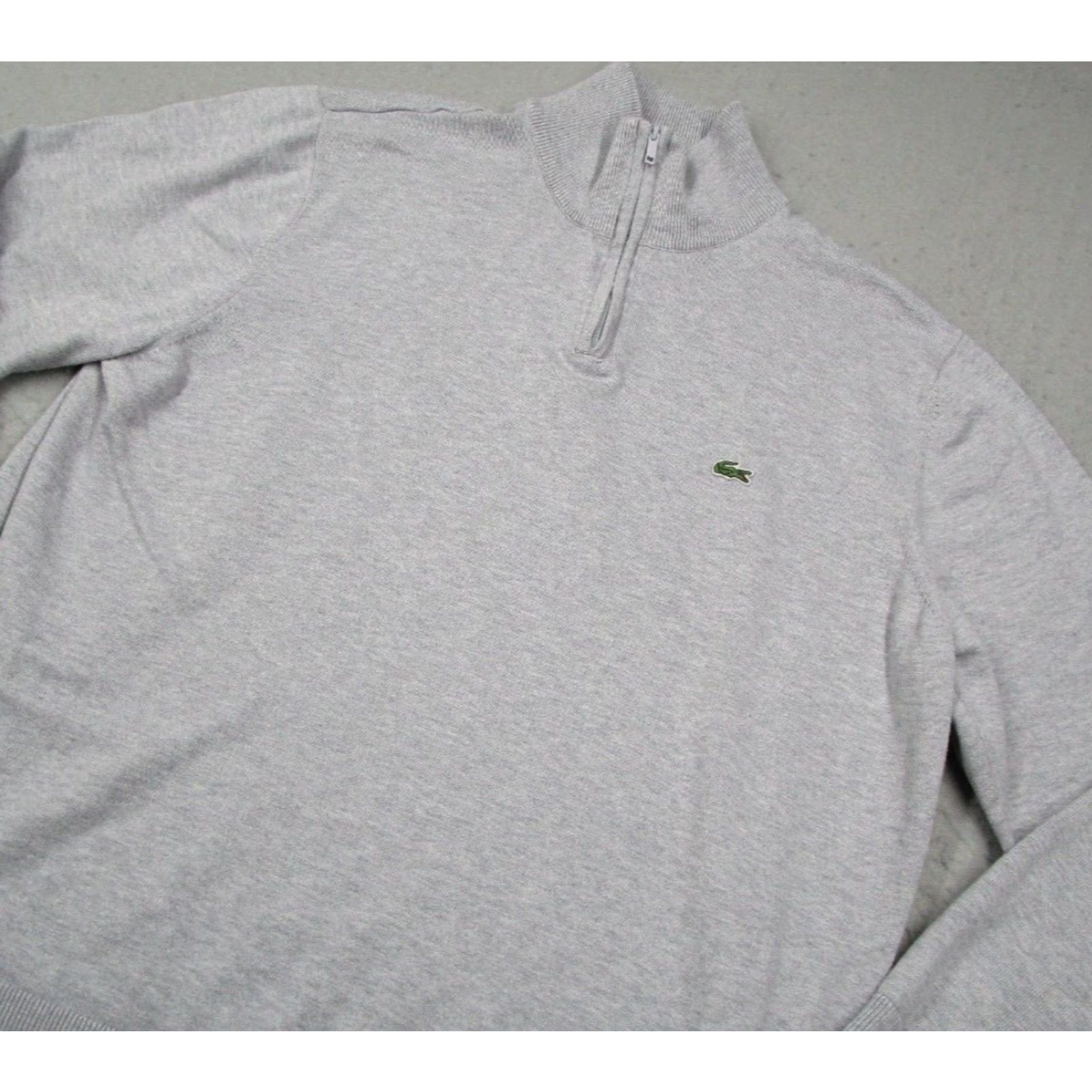 Lacoste Lacoste Mens Gray 1/4 Zip Long Sleeve Pullover Sweater Crocodile Logo Size 7 Size US M / EU 48-50 / 2 - 2 Thumbnail