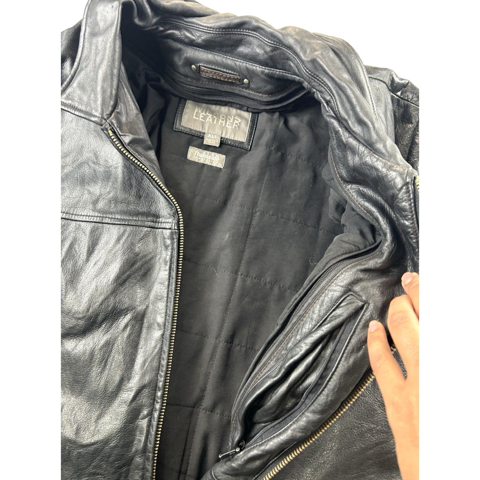 Vintage Wilson’s Leather Jacket Full Zip XL Tall Black Insulated Biker Jacket Mens XL Leather Black Insulated Biker Theme Size US XL / EU 56 / 4 - 5 Thumbnail