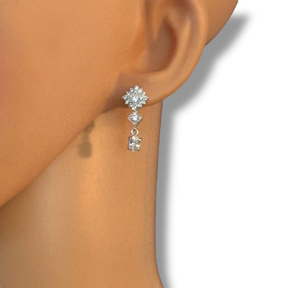 Other FAS signed silver tone CZ dangle post earrings Size ONE SIZE - 2 Thumbnail