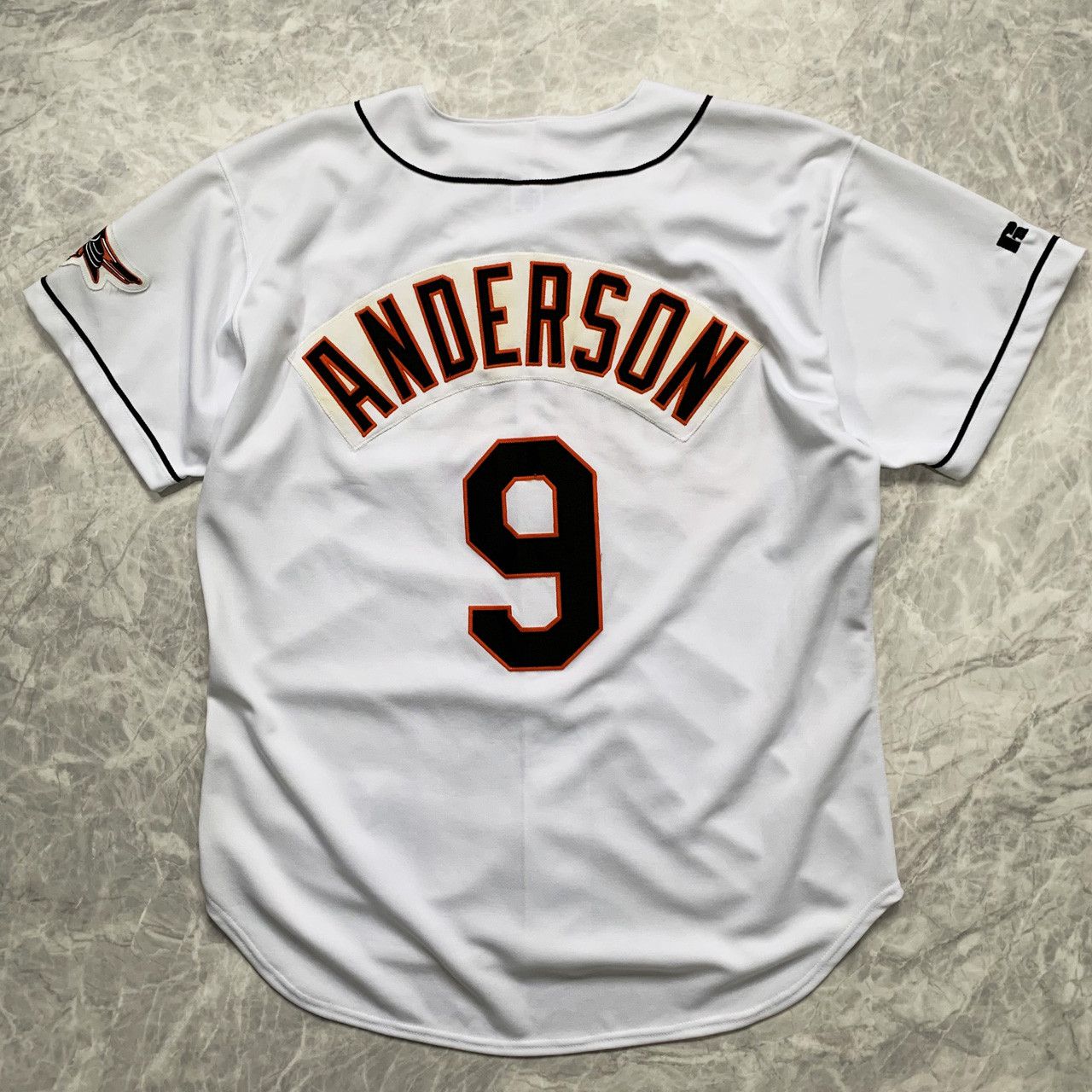 BRADY ANDERSON BALTIMORE ORIOLES Jersey RUSSELL ATHLETIC Jersey White Sewn  48 XL