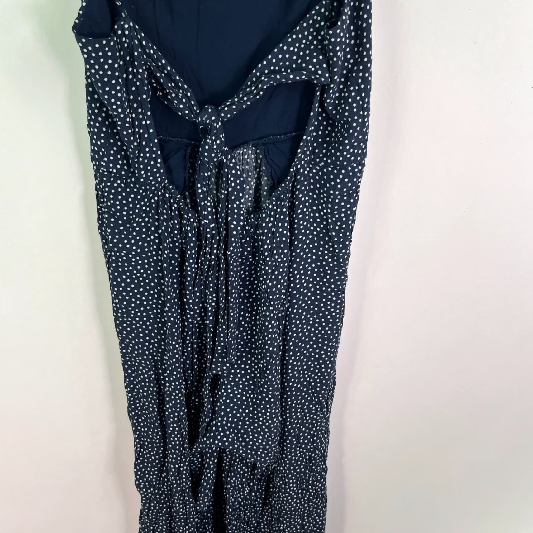 Abercrombie & Fitch Abercrombie & Fitch Jumpsuit Women's M Blue Polka Dot Wide-Leg Sleeveless Bow Strap Adjustable Built-In Bra Square Neck Size M / US 6-8 / IT 42-44 - 7 Thumbnail