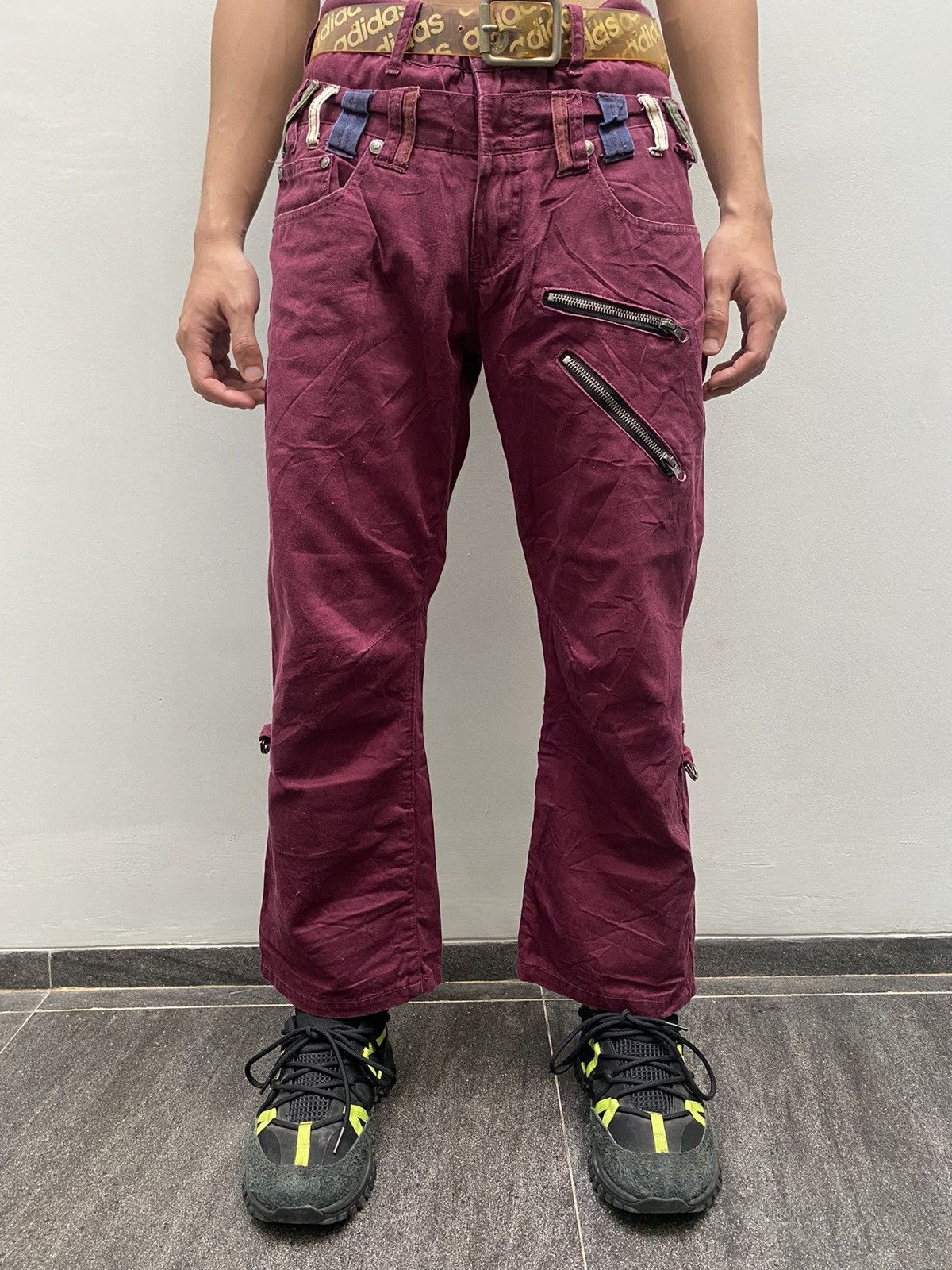 If Six Was Nine × Japanese Brand × Seditionaries Double Focus Double Waist Goth Burgundy Pants Size US 31 - 1 Thumbnail