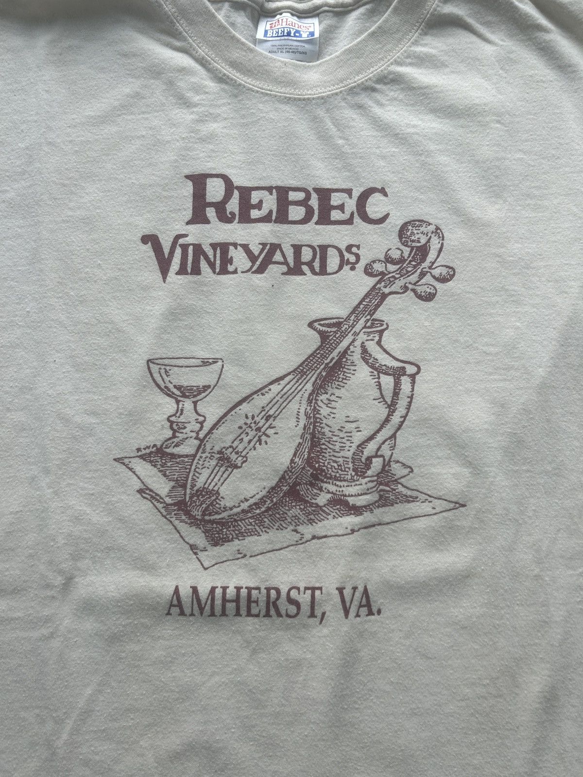 Hanes × Vintage Vintage 90s Rebec Vineyards Wine Quote Graphic Tee Size US XL / EU 56 / 4 - 5 Thumbnail