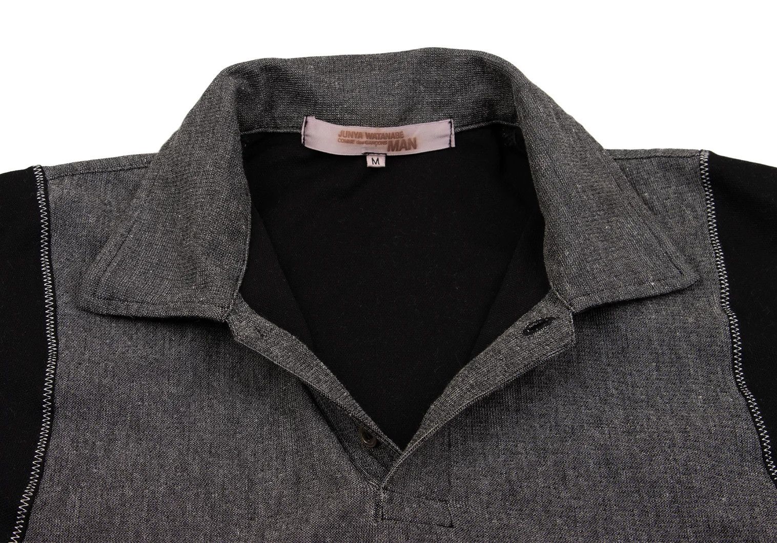 Junya Watanabe Dyed Tape Detail Polo Shirt in Gray and Black, Size M Size US M / EU 48-50 / 2 - 6 Thumbnail