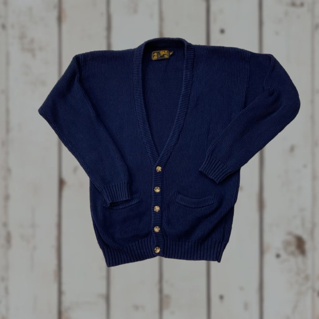 Eddie Bauer VINTAGE Eddie Bauer Cardigan Sweater Knit Cotton Blue Medium Mens Knit Cardigan 90s Classic Dad Academia Button Size US M / EU 48-50 / 2 - 1 Thumbnail