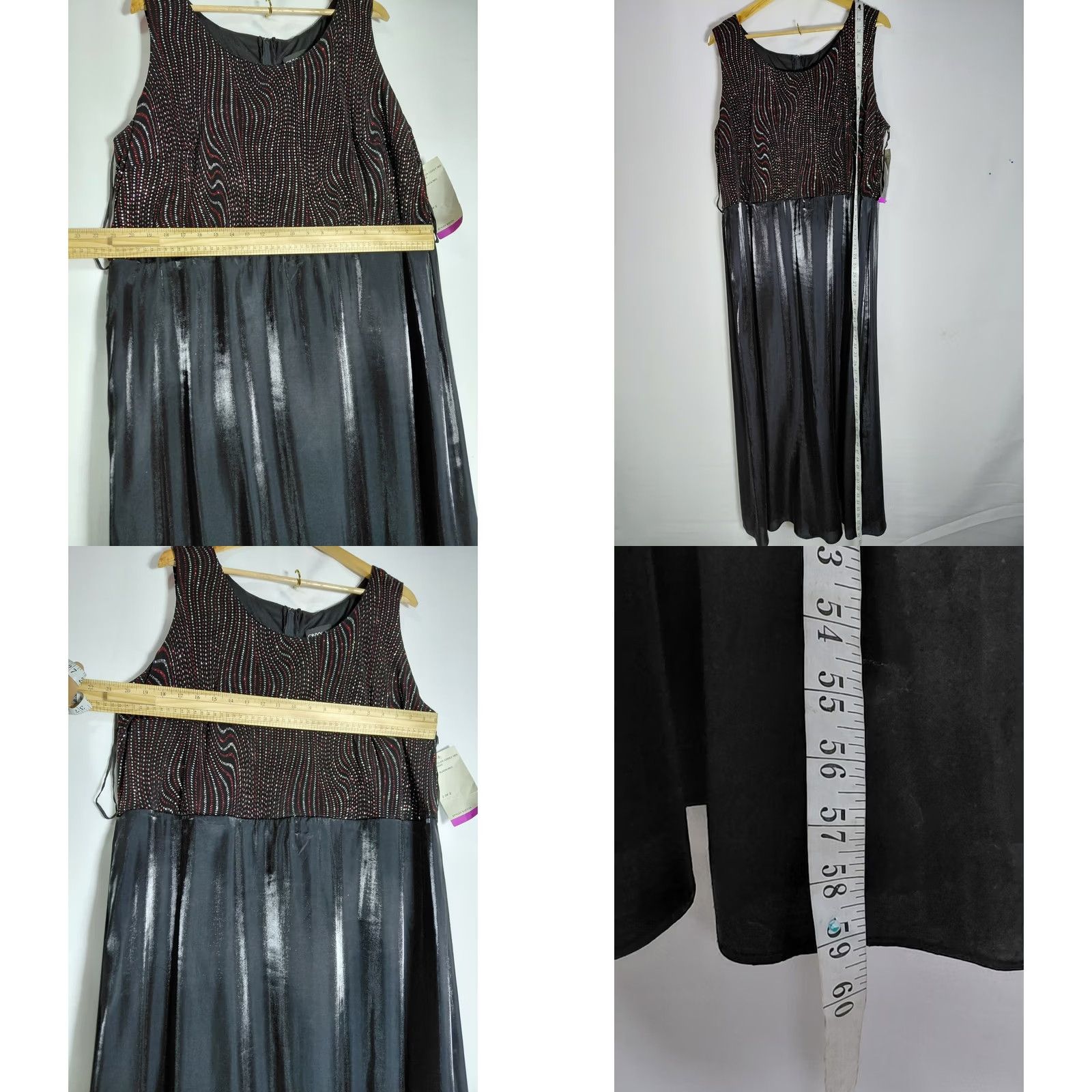 Vintage ONYX Nite Dress Sleeveless Long Solid Polyester Plus Size 24 Black Formal Party Cocktail USA Made Womens Size 4XL / US 24-26 - 8 Thumbnail