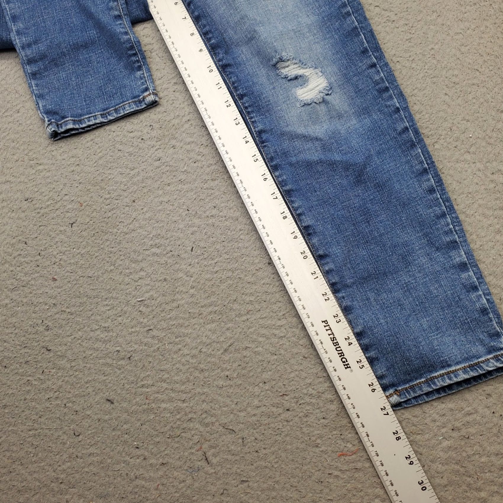 Vintage Seven7 Jeans Womens 12 Blue Denim Metro Ultra High Rise Skinny Distressed Jeans Size 34" / US 12 / IT 48 - 4 Thumbnail