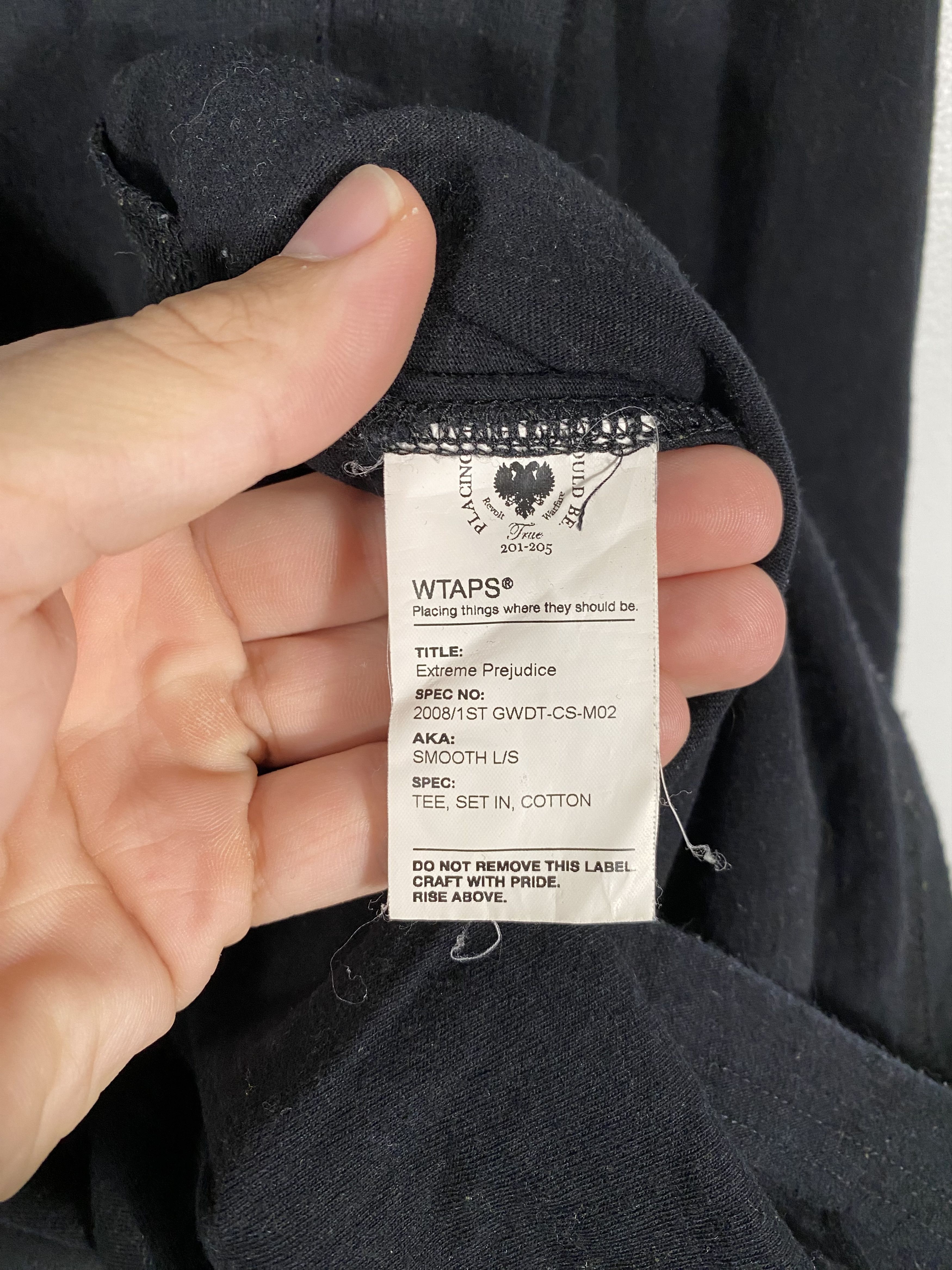 Wtaps Wtaps Extreme Prejudice WT-VUA Plain Black Tshirt Size US M / EU 48-50 / 2 - 5 Thumbnail