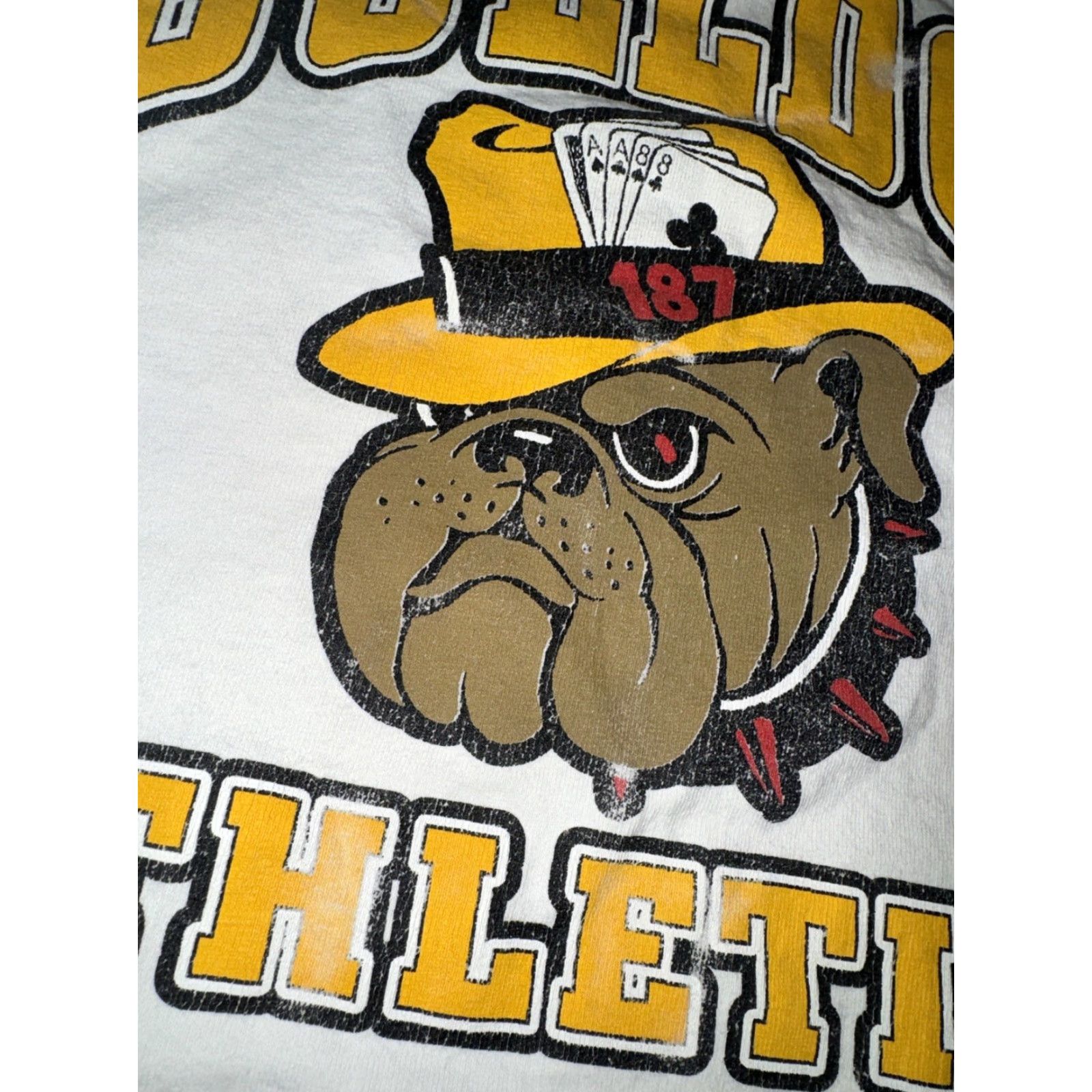 Vintage VINTAGE Bulldog Athletics T-Shirt White XL Men Athletic Fit 23.5x28 Bulldog T-Shirt White XL Mens Size US XL / EU 56 / 4 - 3 Thumbnail
