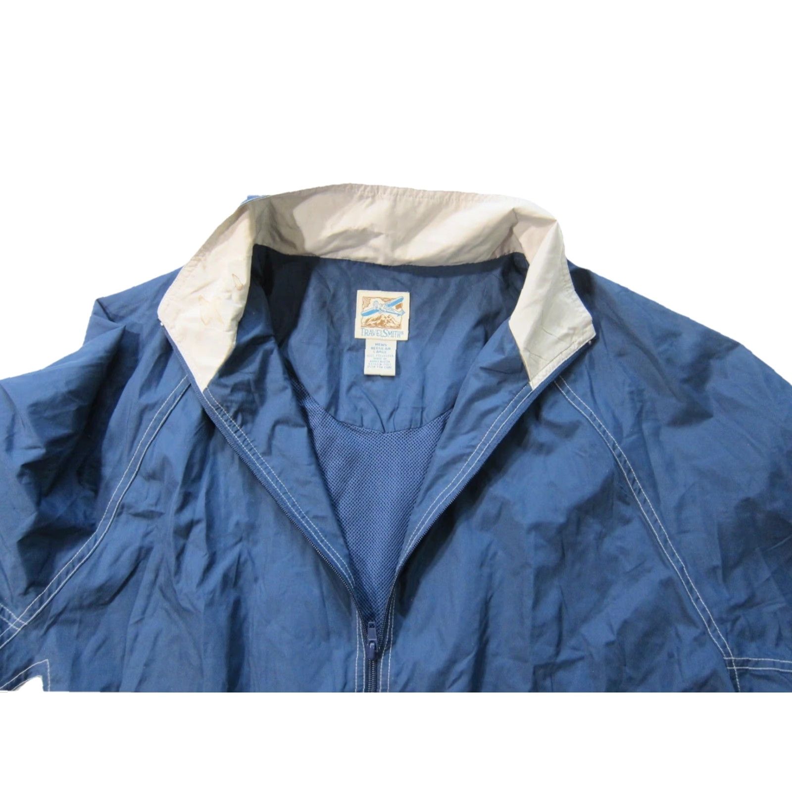 Vintage VINTAGE TravelSmith Blue Beige Lightweight Zip Windbreaker Track Jacket Men L Size US L / EU 52-54 / 3 - 4 Thumbnail