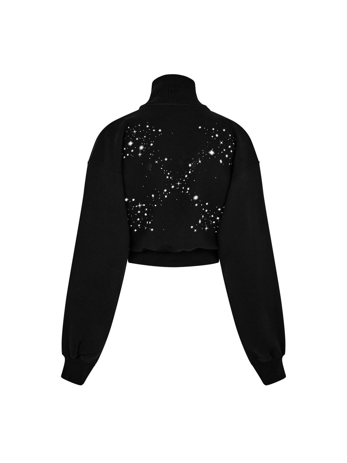 Off-White o1mle0425 Bling Stars Arrow Cropped Zip Up Sweatshirt Black Size S / US 4 / IT 40 - 2 Thumbnail