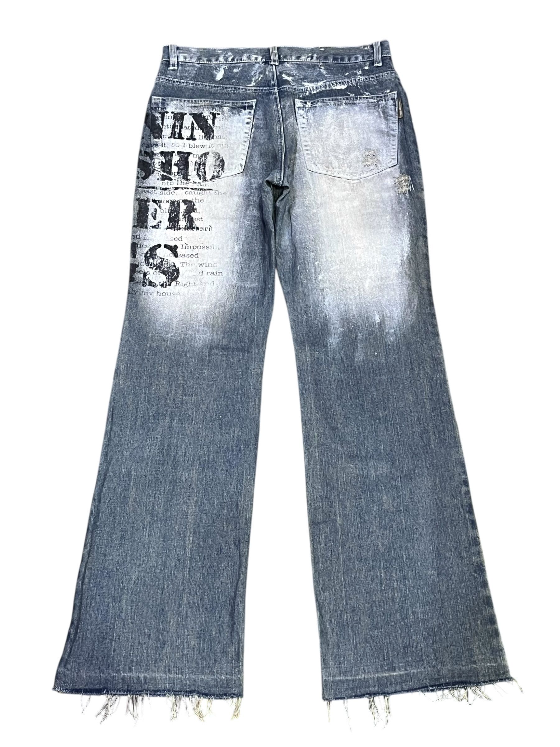 BERNINGS SHO Vtg BERNINGS-SHO Punk Distressed Poem Minimalist Flare Denim Size US 29 - 2 Thumbnail