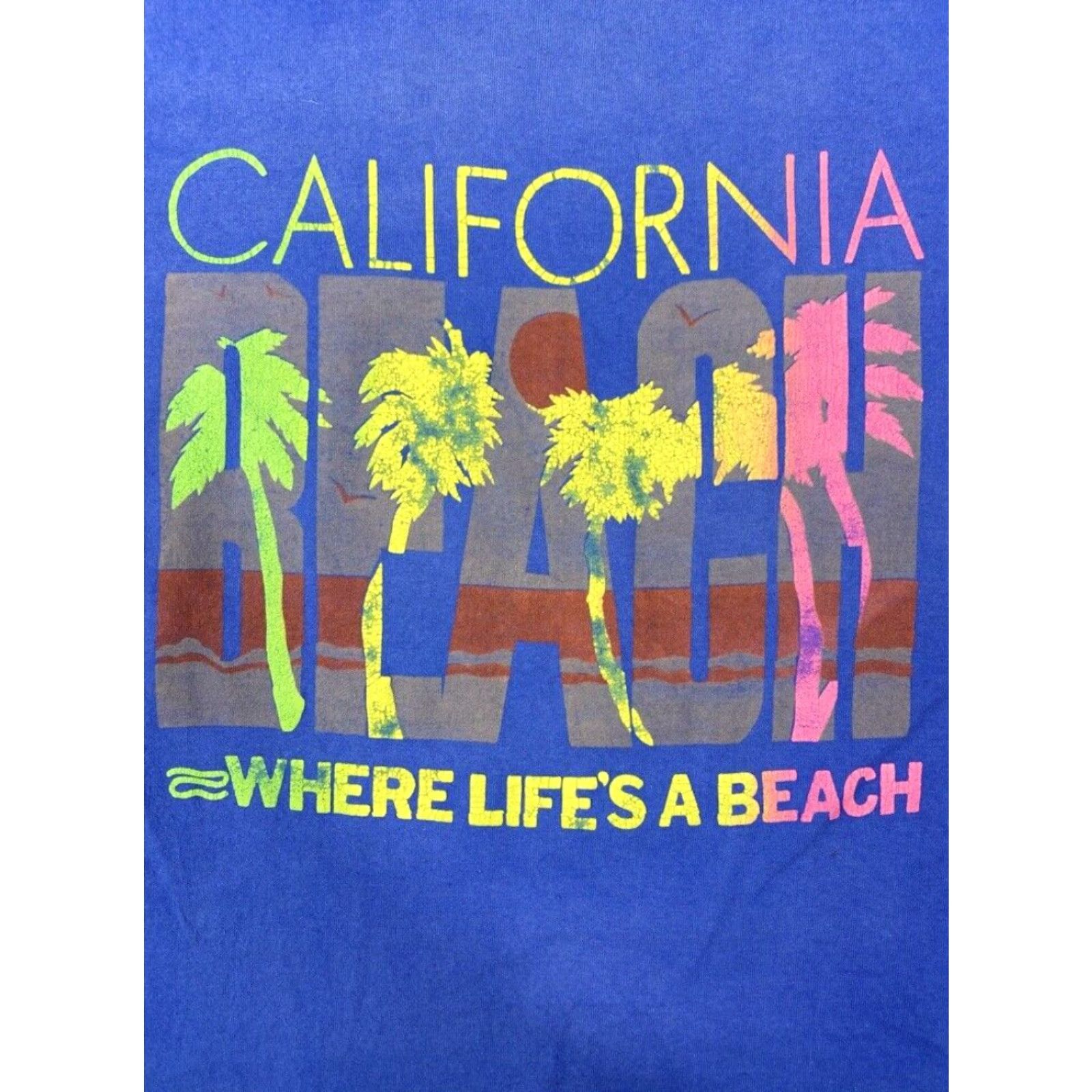 Vintage VINTAGE 90s California Life's A Beach Blue Graphic T Shirt Mens M Size US M / EU 48-50 / 2 - 2 Thumbnail