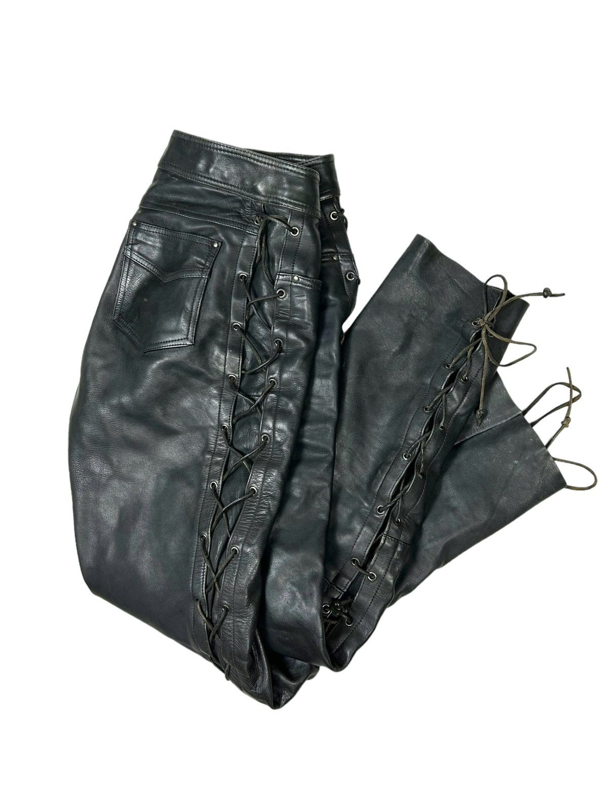 Vintage Vintage moto biker leather pants Size US 33 - 1 Thumbnail