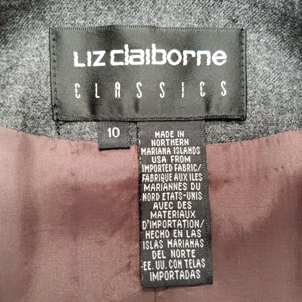 Liz Claiborne VINTAGE Liz Claiborne Blazer Womens 10 Gray Wool Jacket Lined USA Pockets Solid Button Casual Mens Womens Boys Girls Size L / US 10 / IT 46 - 7 Thumbnail
