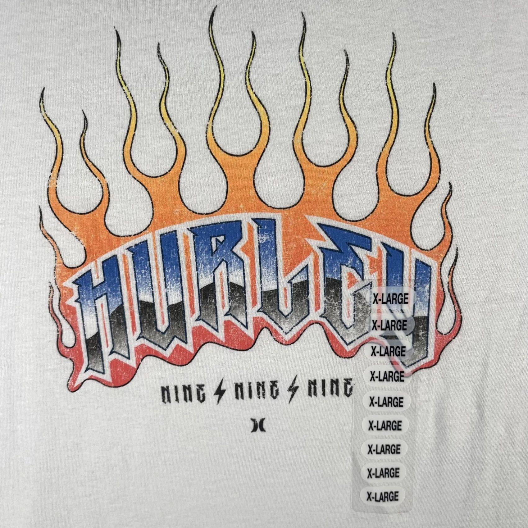 Hurley Hurley Shirt Mens XL White Heavy Metal Flame Graphic Tee Everyday Washed Cotton Size US XL / EU 56 / 4 - 3 Thumbnail