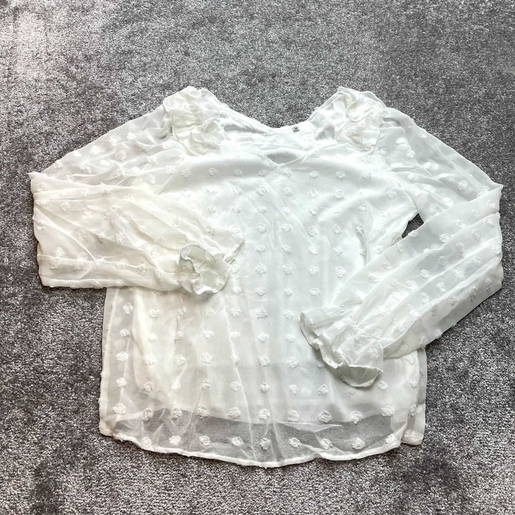 Vintage Unbranded Blouse Top Womens Medium White Sheer Long Sleeve Shirt Poofs New NWT Size M / US 6-8 / IT 42-44 - 2 Thumbnail