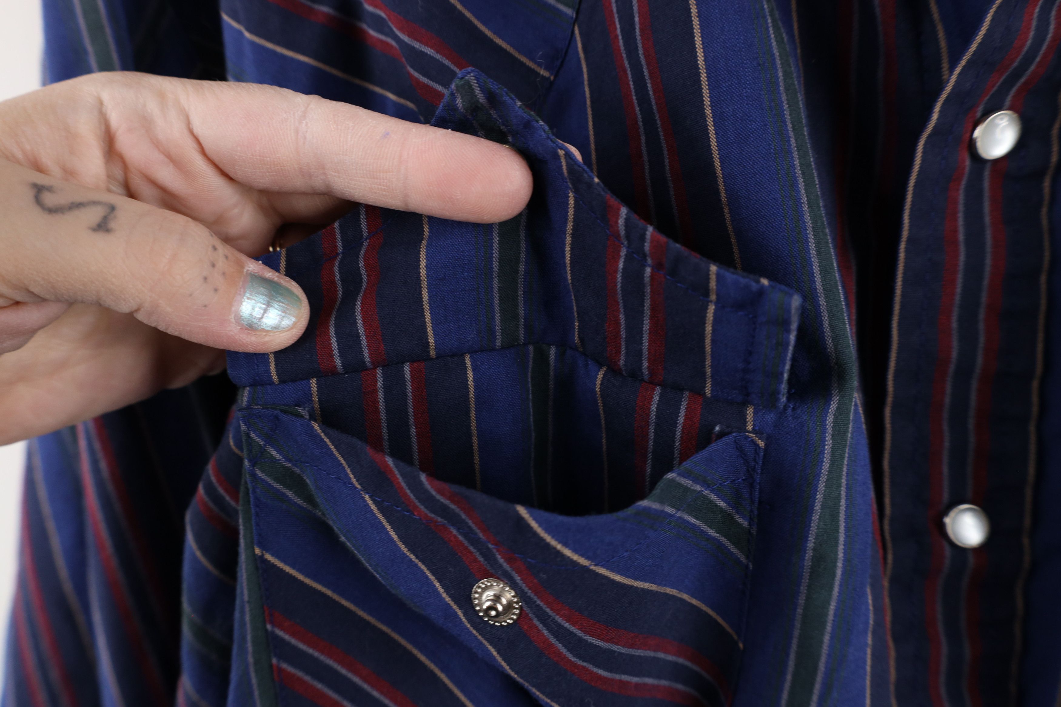Vintage Vintage 70s Rockabilly Striped Western Snap Button Shirt Size US L / EU 52-54 / 3 - 6 Thumbnail