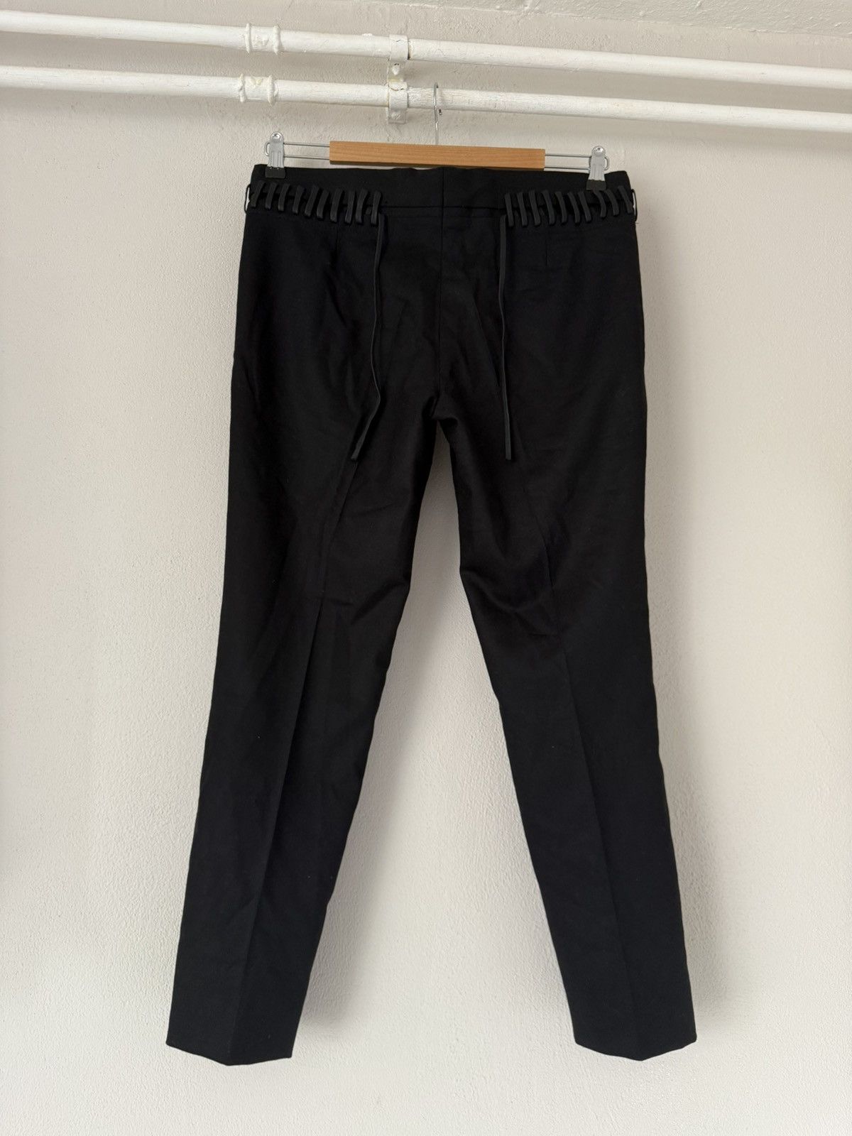 Haider Ackermann Black Wool Trousers with Leather Lacing Size US 32 / EU 48 - 2 Thumbnail