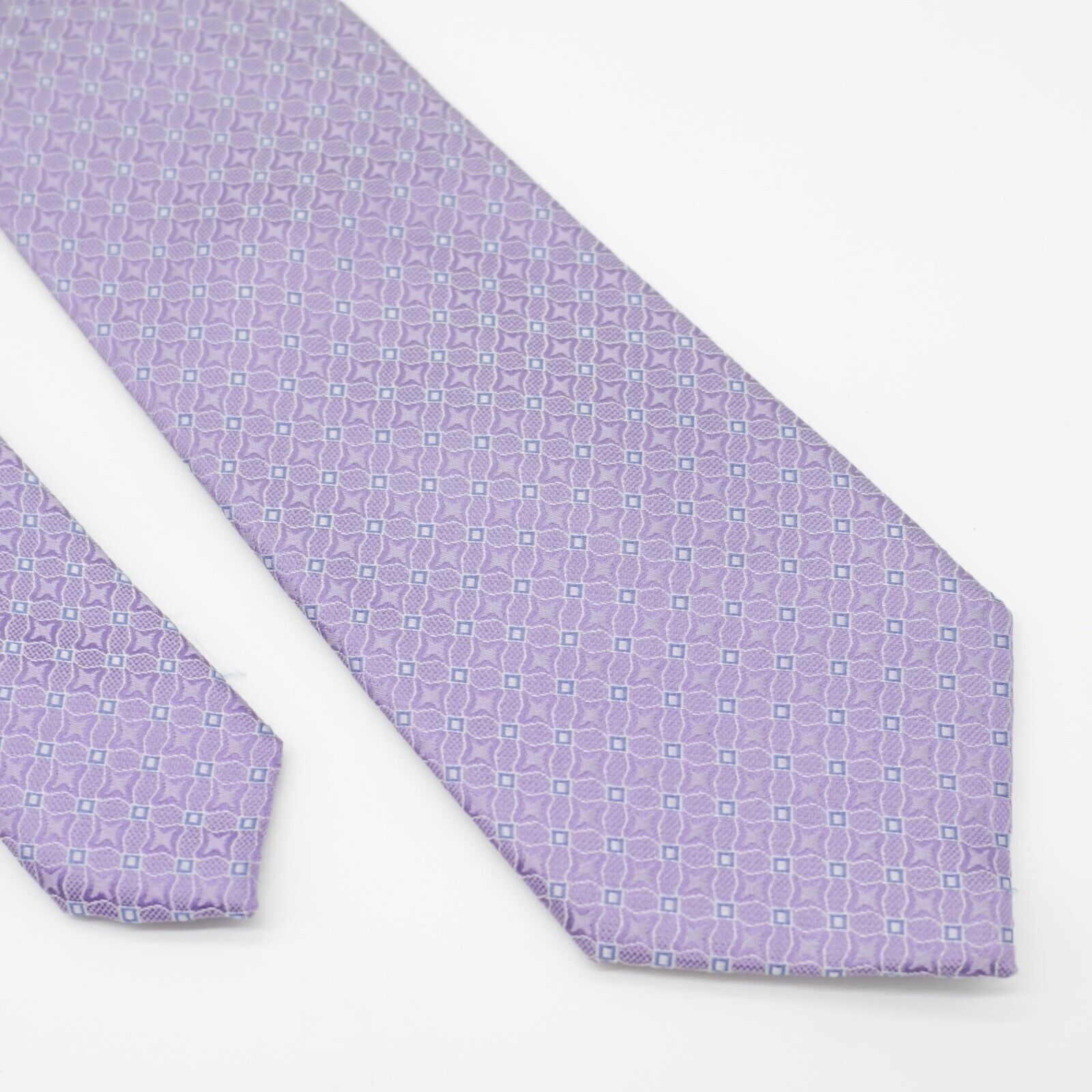 Designer Eagle Shirtmakers Purple Blue Geometric Woven Silk Tie Size ONE SIZE - 1 Thumbnail