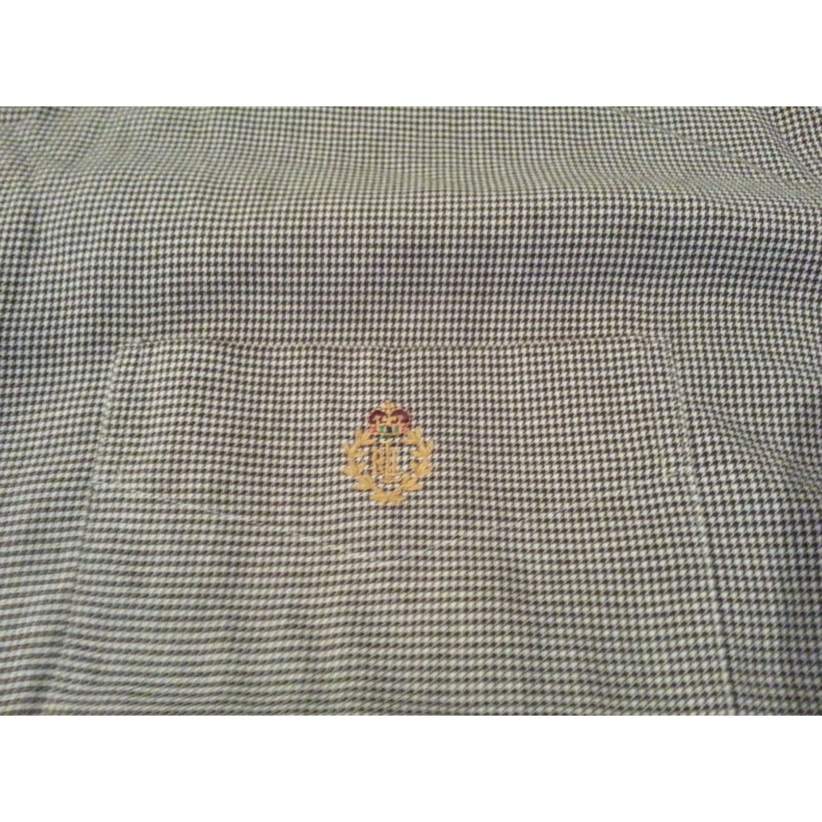 Polo Ralph Lauren Polo Ralph Lauren Mens Dress Shirt Plaid Grey Gray Cotton Button XL 2XL Size 48R - 4 Thumbnail