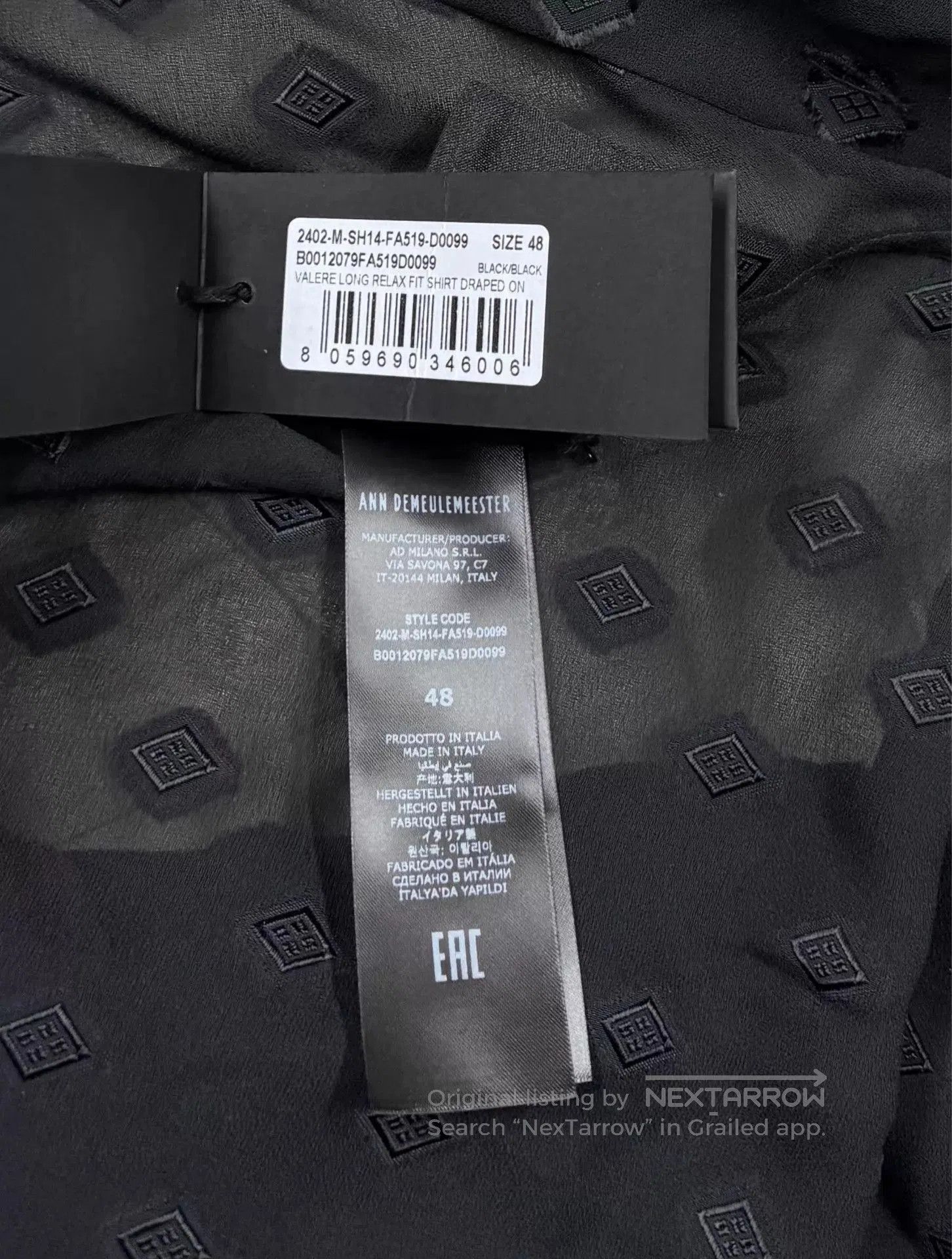 Ann Demeulemeester Black Patterned Long Sleeve Button. Size US M / EU 48-50 / 2 - 9 Thumbnail