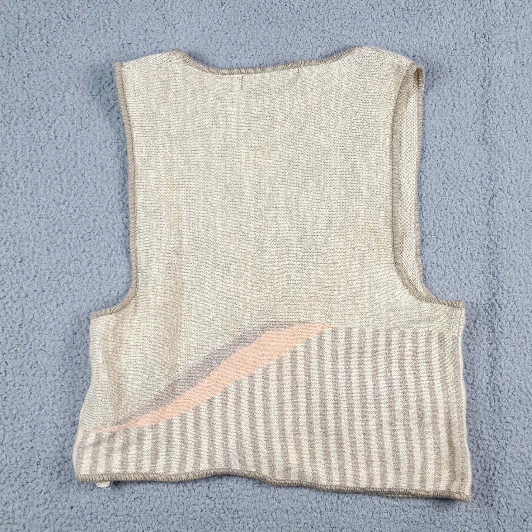 Etro VINTAGE Jamie Sadock Y2K Retro Preppy Knit Cardigan Sweater Vest Women's Large Sleeveless Zip Up Beige 00s Casual Size L / US 10 / IT 46 - 6 Thumbnail