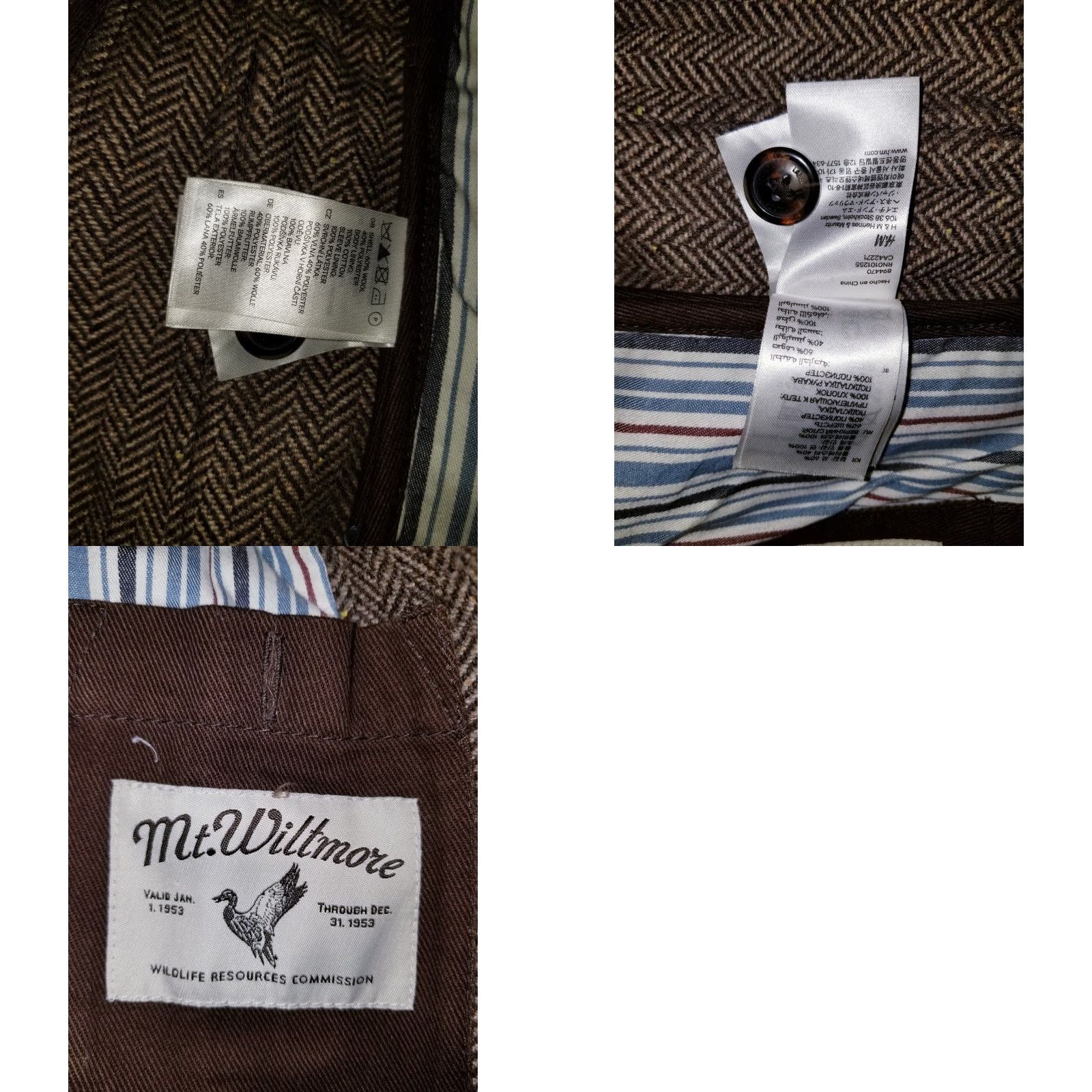 H&M LOGG M Medium Brown Norfolk Field Tweed Herringbone Elbow Coat Blazer Jacket Size 40R - 9 Thumbnail