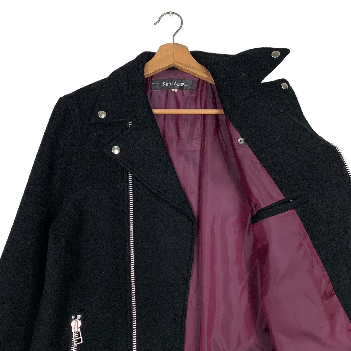 Japanese Brand Black Wool Double Collar Asymmetrical Jacket #0683-C31 Size US M / EU 48-50 / 2 - 8 Thumbnail