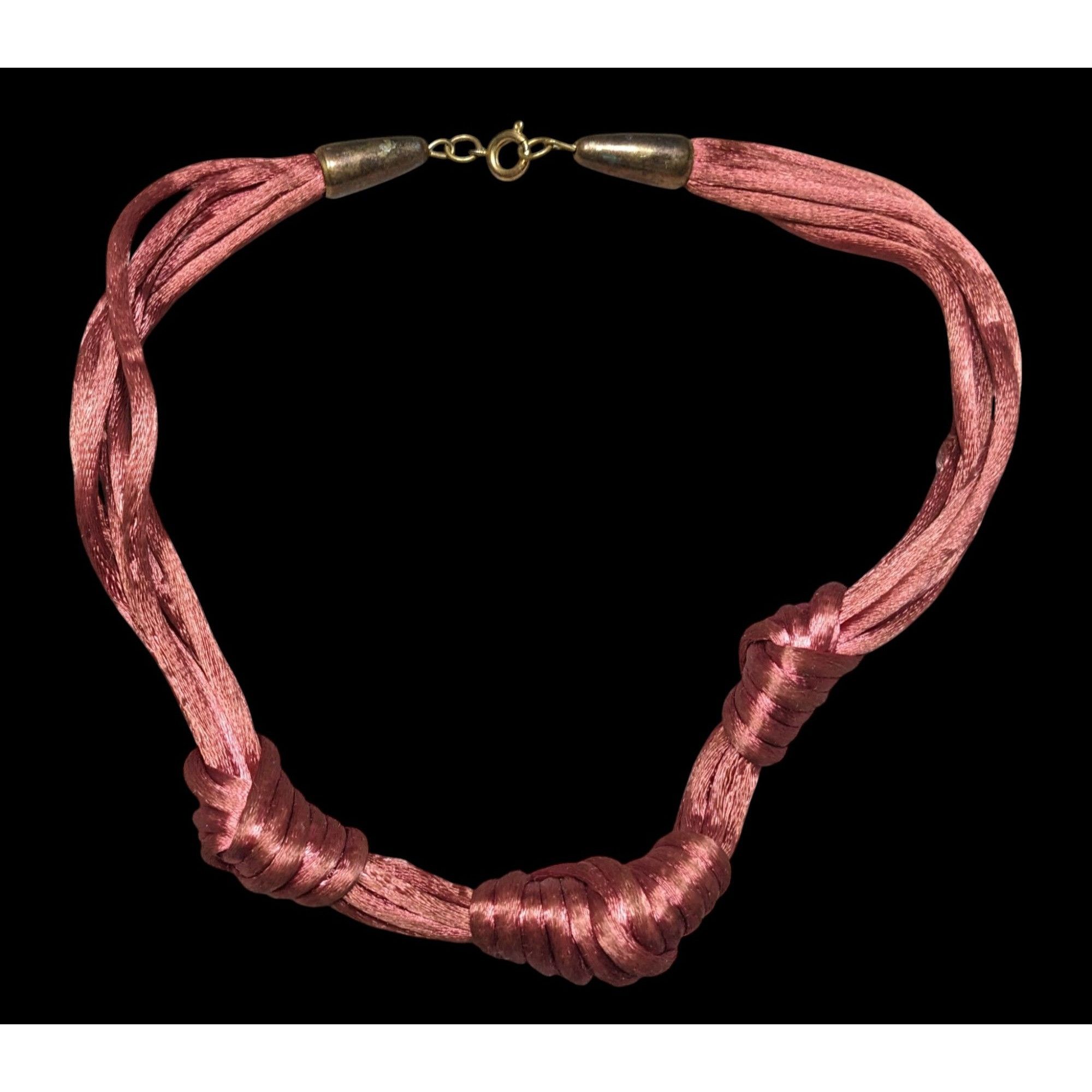 Handmade Knotted Satin Rope Necklace In Ruby Red With Gold-Tone Clasp Size ONE SIZE - 1 Thumbnail