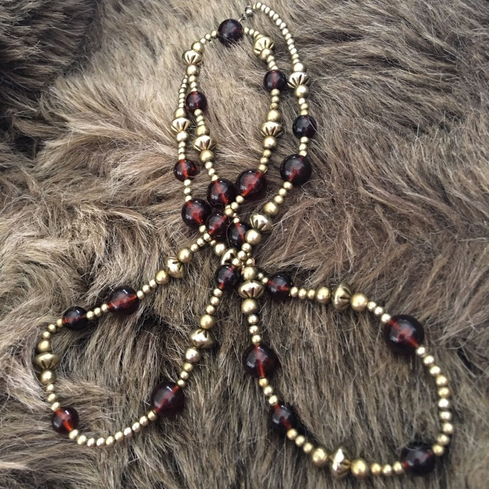 Vintage Vintage amber and gold tone beaded long necklace Size ONE SIZE - 6 Thumbnail