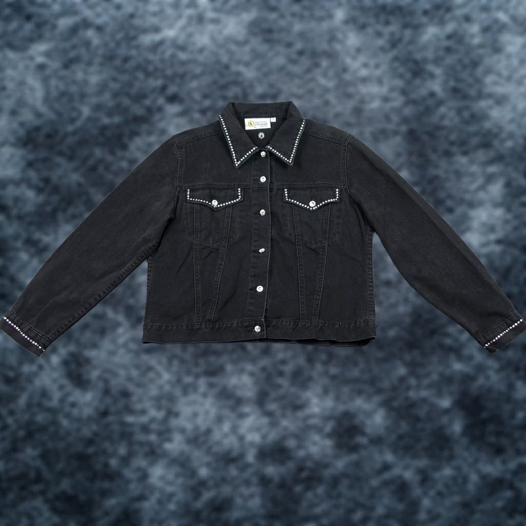 Denime VINTAGE Christine Alexander Womens Small Black Denim Rhinestone Western Jacket Size S / US 4 / IT 40 - 1 Thumbnail