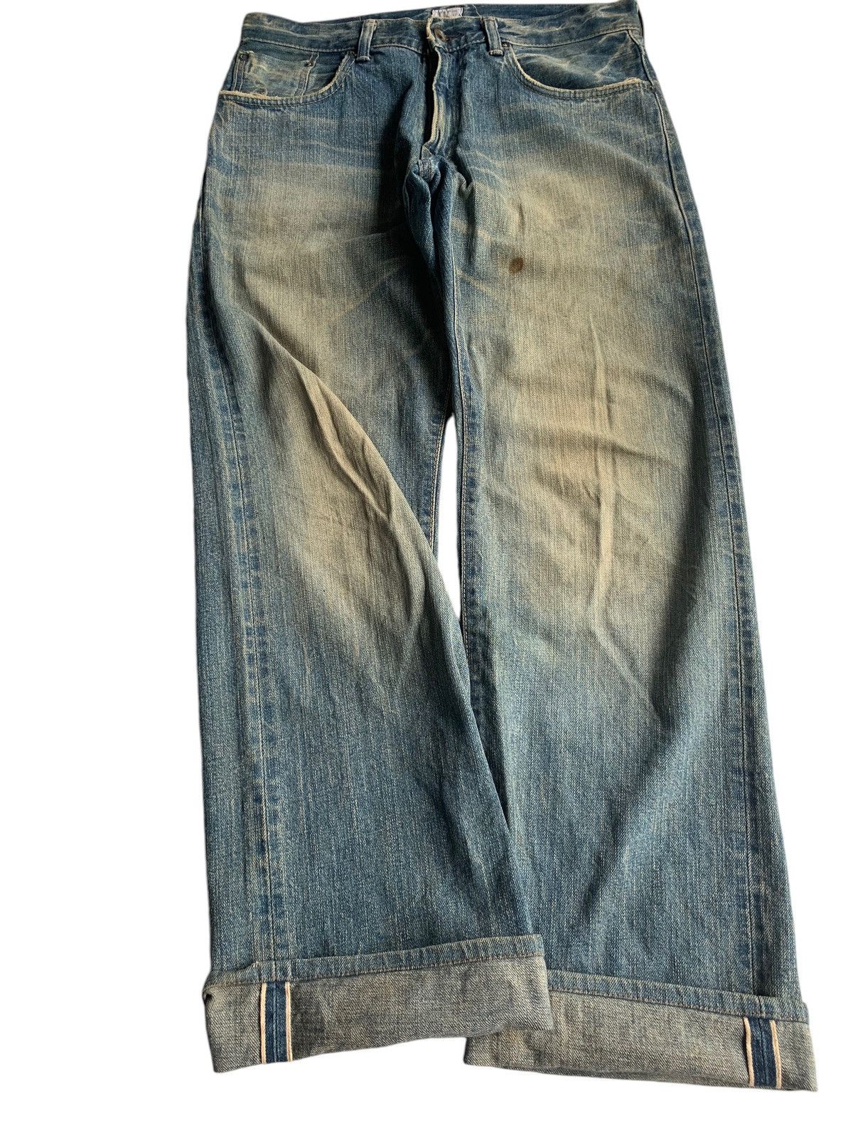 Edwin EDWIN 505Z JAPANESE FADED & RUSTY SELVEDGE DISTRESSED DENIM Size US 34 / EU 50 - 4 Thumbnail