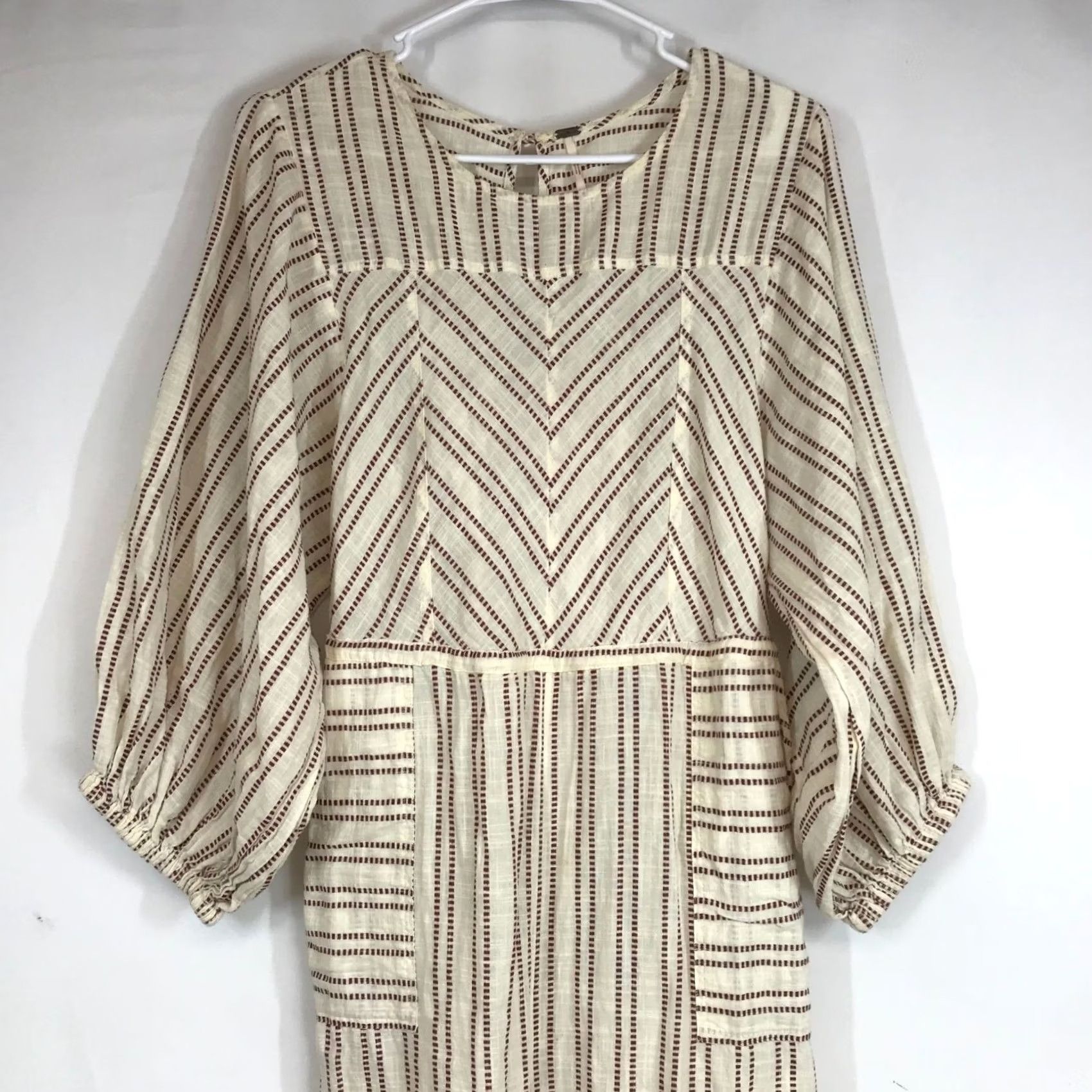 Free People Free People JUMPSUIT Womens M CREAM Round Neck Long Sleeve Open Back Cotton Casual Size 32" / US 10 / IT 46 - 2 Thumbnail