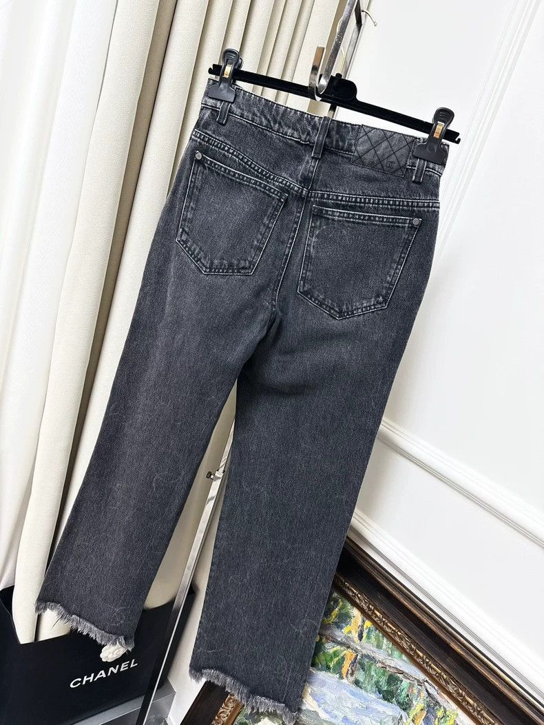 Chanel Chanel Gray Logo Fringe Denim Pants Size 35" - 2 Thumbnail