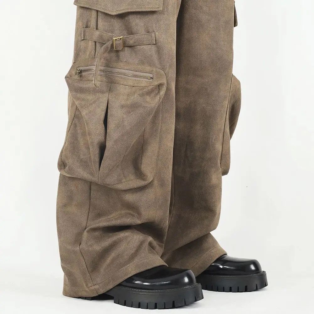 Supreme Brown Leather Wide Leg Cargo Pant | Grailed