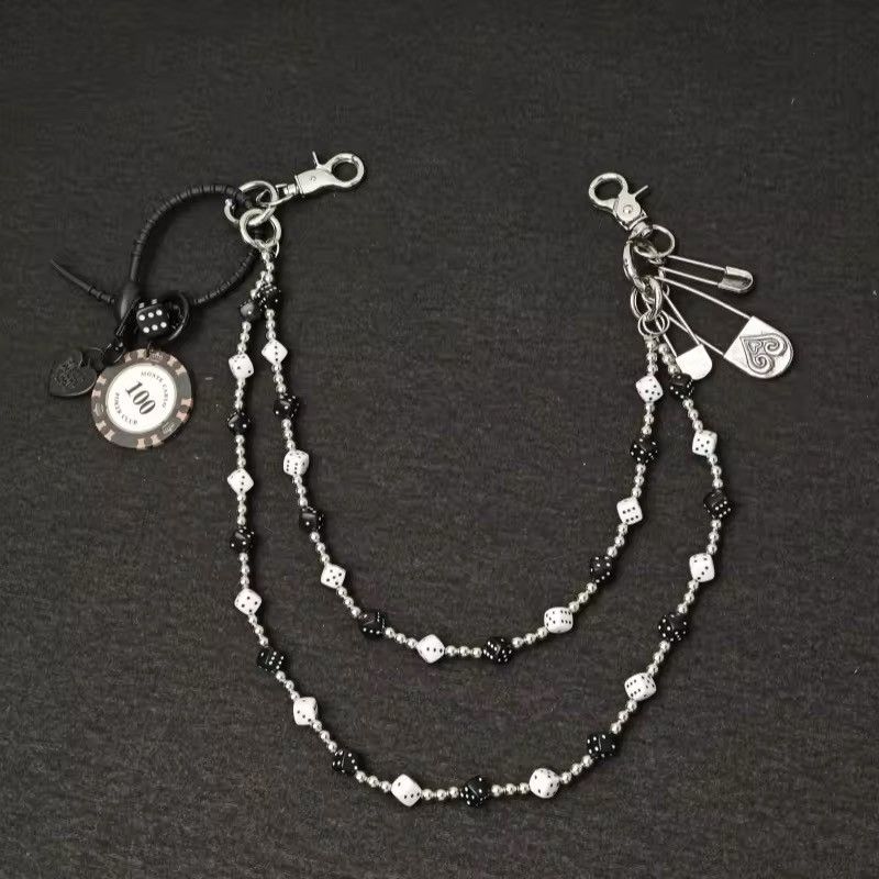 Japanese Brand × Jewelry Bilayer Black White lucky Dice Baccarat Pearl Pants chain Size ONE SIZE - 2 Thumbnail