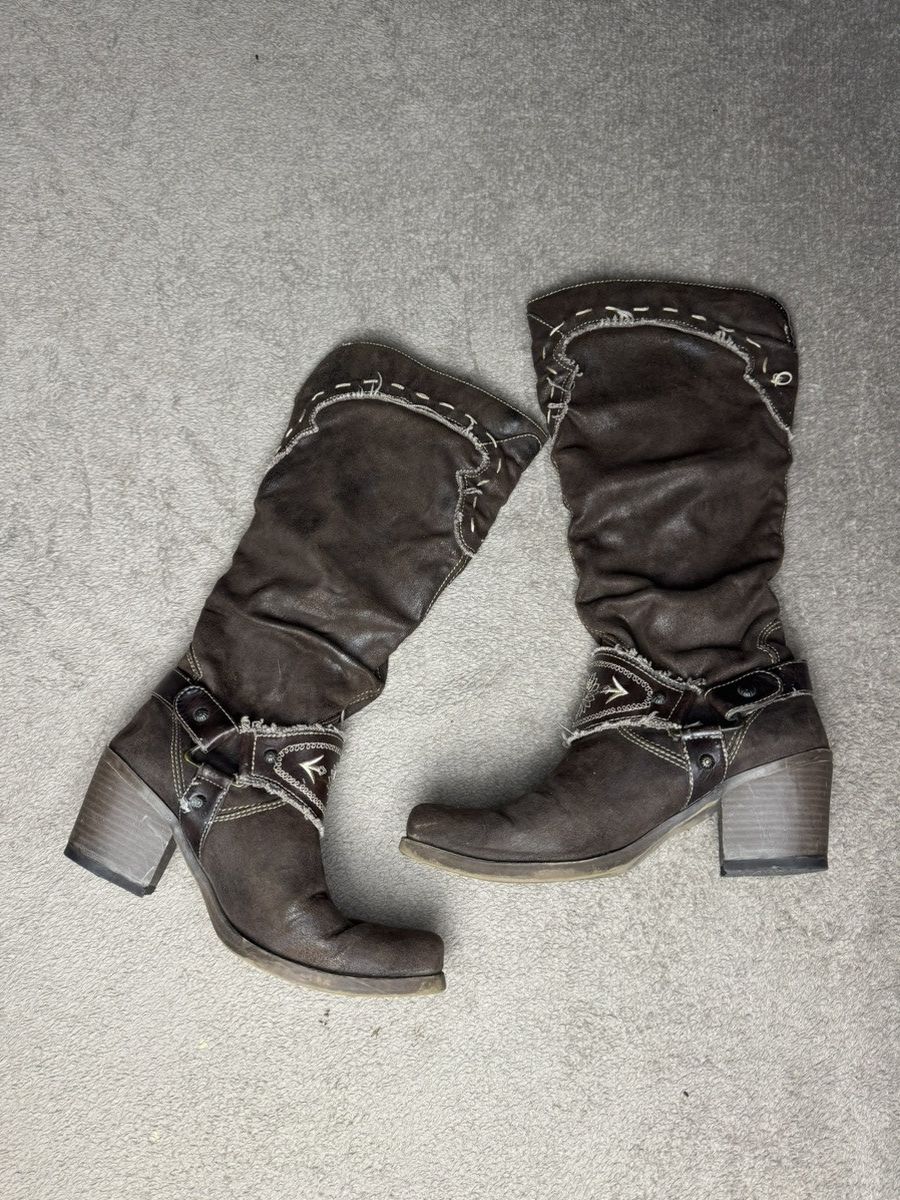 Vintage Vintage Western Cowboy Suede Leather Boots Miu Miu gucci Size US 7 / IT 37 - 8 Thumbnail