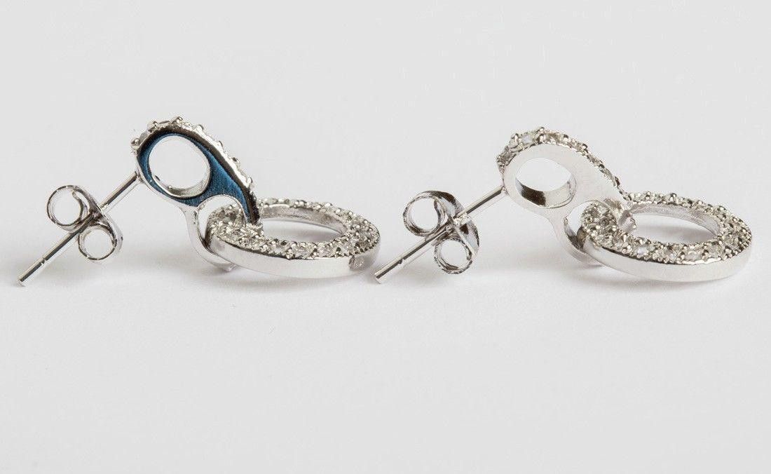 Sterling Silver Sterling Silver Pave Cubic Zirconia Dangle Earrings Size ONE SIZE - 3 Thumbnail