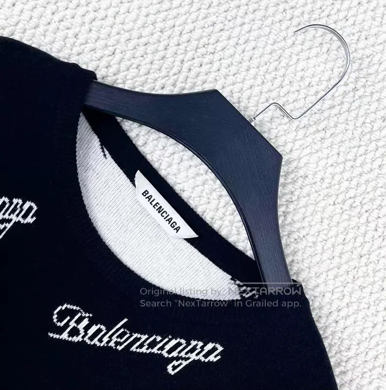 Balenciaga Balenciaga Black knitted sweater with lettering logo Size US XS / EU 42 / 0 - 3 Thumbnail