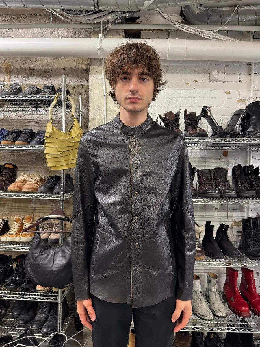 Emporio Armani 1990s Emporio Armani Black Mao Samurai Goat Leather Jacket Size US M / EU 48-50 / 2 - 3 Thumbnail