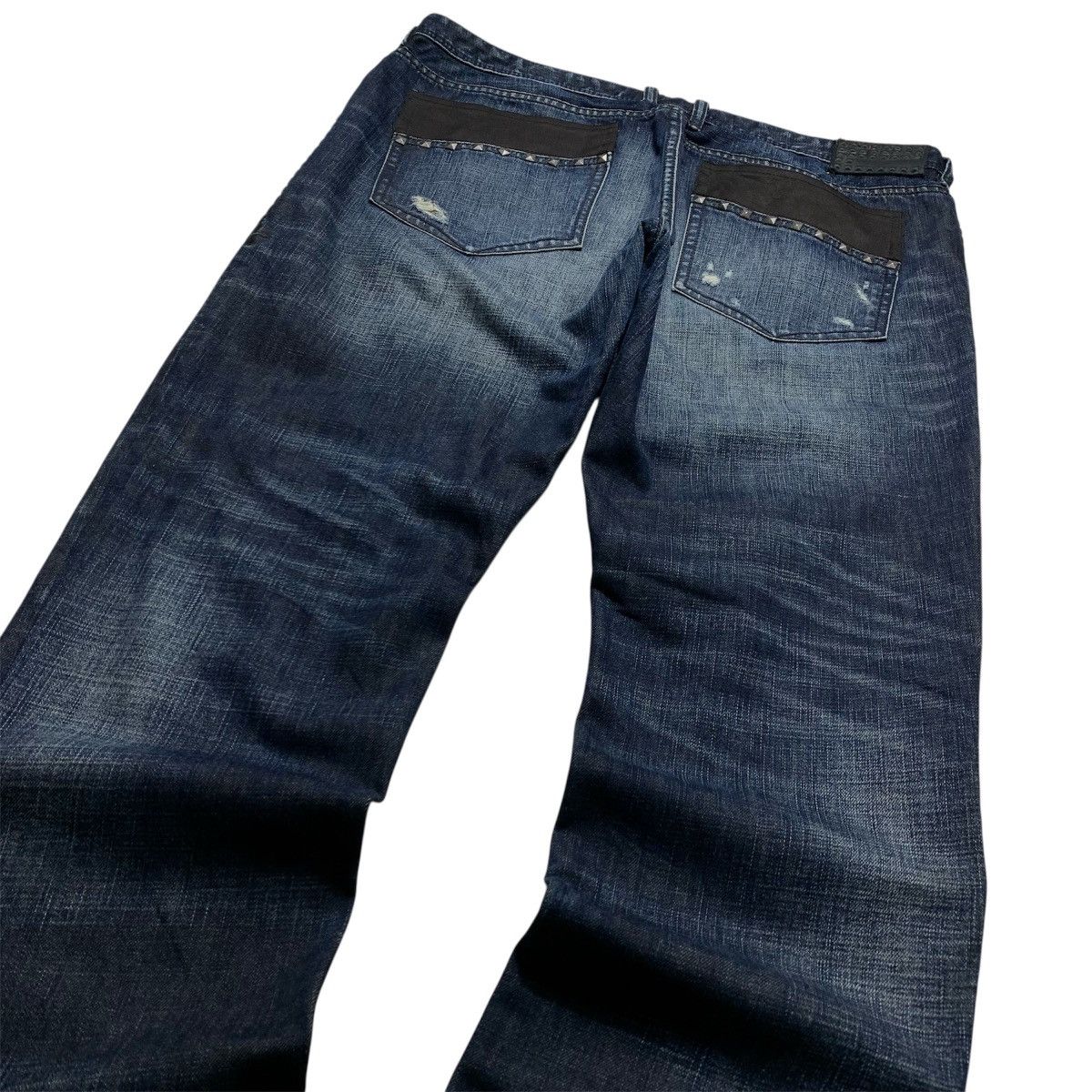 Affliction Rare Y2k Affliction Cross Studded Distressed Faded Jeans Size US 38 / EU 54 - 3 Thumbnail